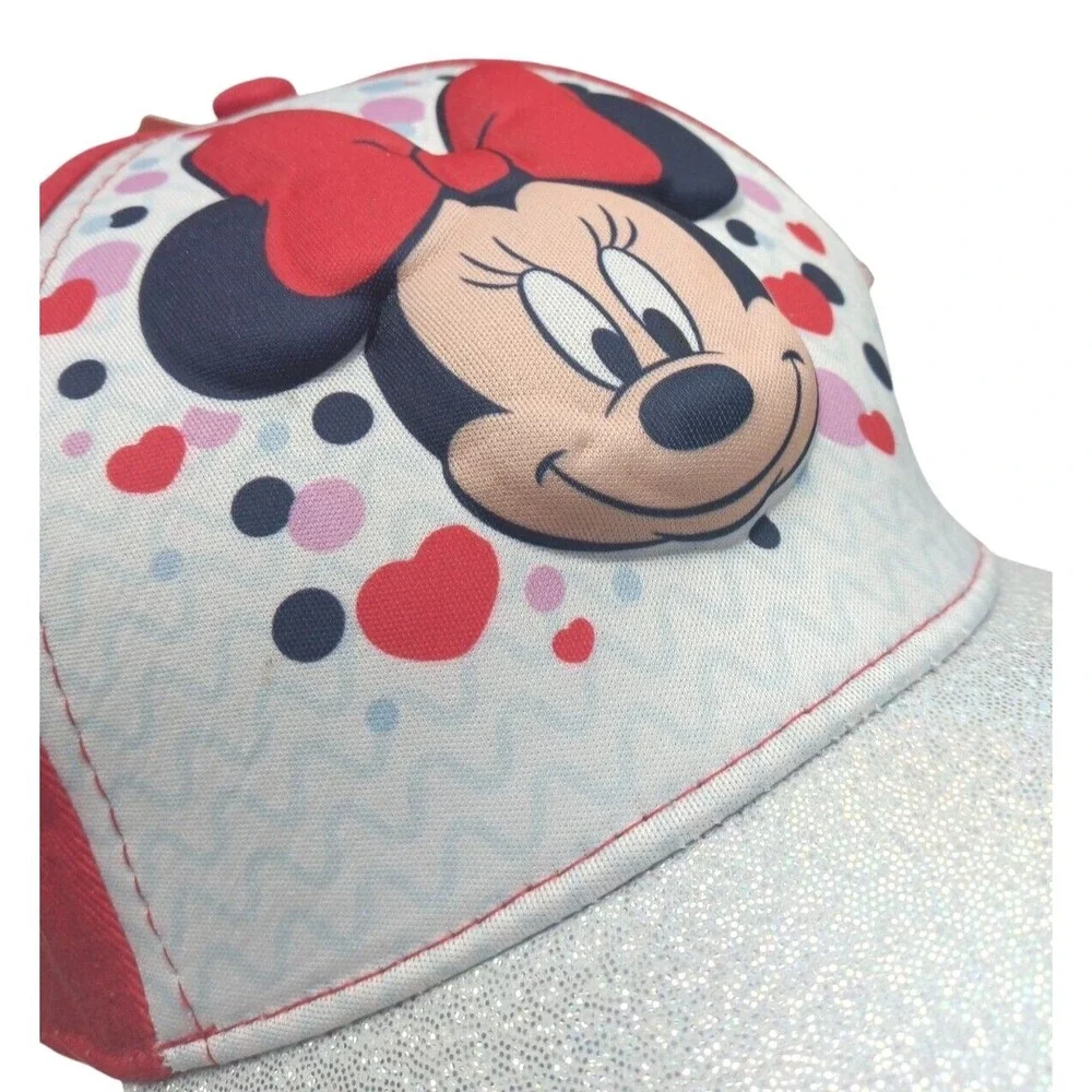 Girdles Minnie Mouse 3D Pop Out Minnie Face hat, Red &‎ Silver Cap, Adjustable
